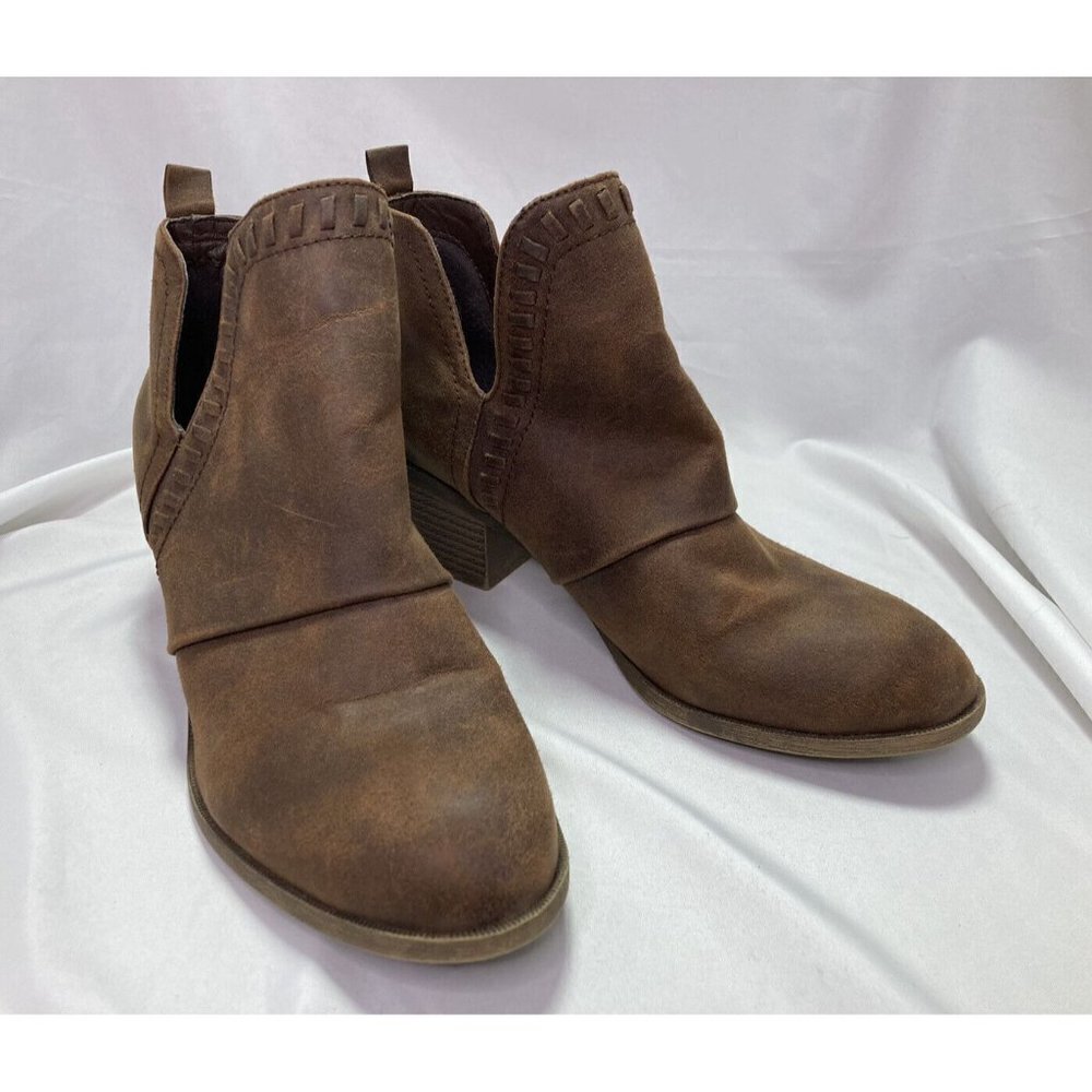 Rock & Candy Lipton Chelsea Booties Brown Womens Size 7 Block Heel Slip-On